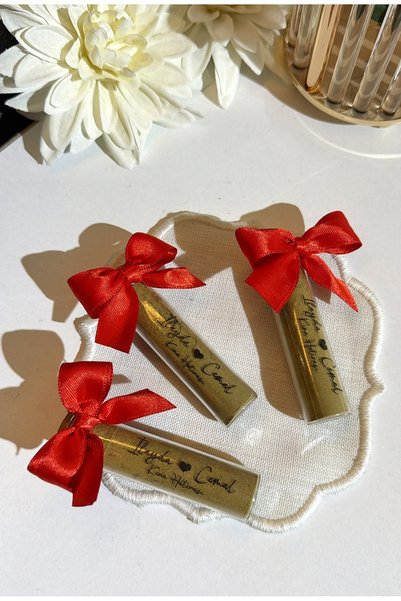 Gami Handmade Fiyonklu Kına Tüpü (8 cm) Söz, Nişan, Düğün, Nikah, Mevlüt Hediyelik - 20 Adet