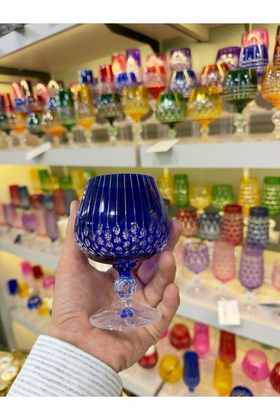 Vakıf home Bohemia Kristal Renkli El İşi Ayaklı Kahve Yanı Su Bardağı 250 ml ...
