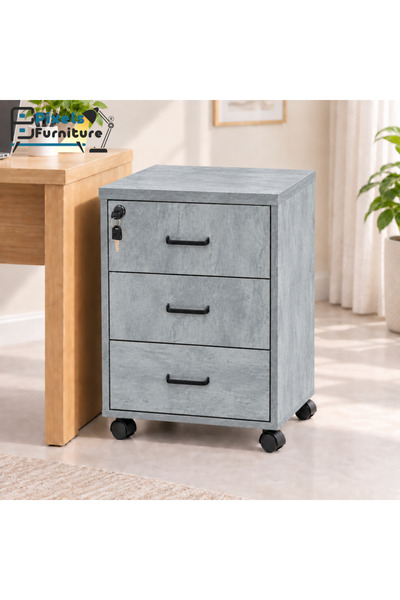 PixelsFurniture وحدة أدراج متحركة من بكسل الأثاث, بثلاثة أدراج وقفل مركزي