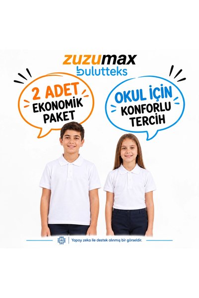 bulutteks OKULLU 2'li Beyaz Kısa Kol Polo Yaka Okul Tişörtü – Çocuk ve Genç O...