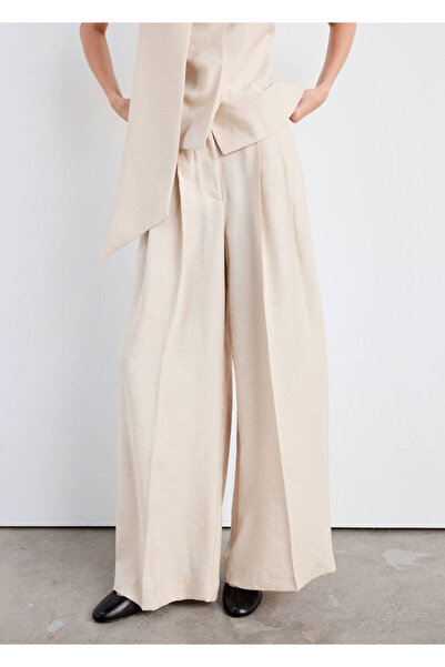MANGO Woman Pensli düz kesim pantolon