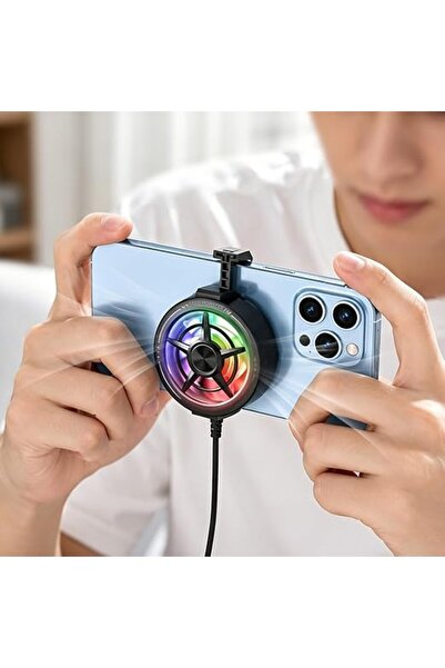 USB -Powered Phone Cooling Fan with RGB Light, Back Clip Smartphone Cooler, L...