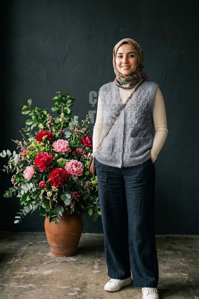 Generic Brand Yumoş Pompom Buttoned Vest - Gray
