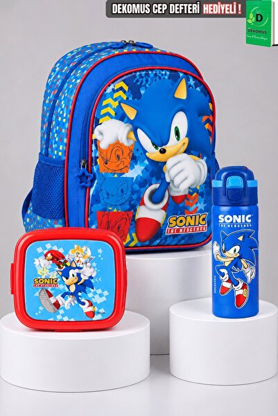 Sonic X Dekomus Licensed Large Size School Bag, Lunch Box and 600 ml Dual Fun...