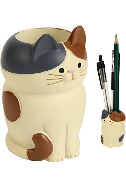 TERRIFI Creative Cat Pen Holder Desk Organizer, Multifunctional Resin Pencil ...
