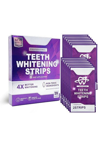 ALMEKAQUZ 28 PCS Teeth Whitening Strips, Purple Color Corrector, Sensitive To...