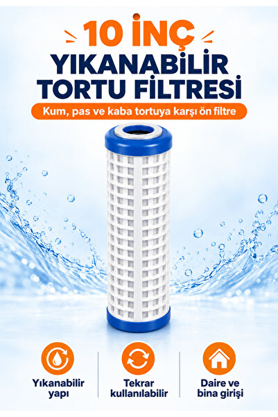 aquafit Tekli Bina Daire Girişi Su Arıtma Cihazı Yedek Yıkanabilir Filtre 10 İnç