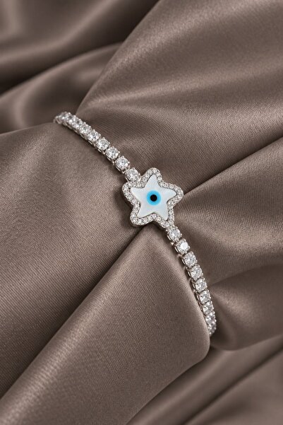 serelya Brass Zircon Stone Evil Eye Star Model Silver Color Elevator Women's ...
