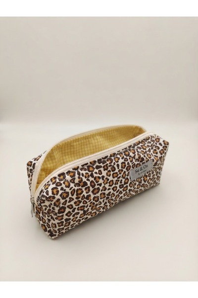 Se&On dizayn Leopar Desen Kalemlik Astarli Ve Elyaf Dolgulu