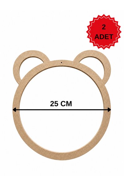 Rapithwin 25 Cm Ayıcık Kulaklı 2 Adet 3 Mm Ham MDF Kasnak
