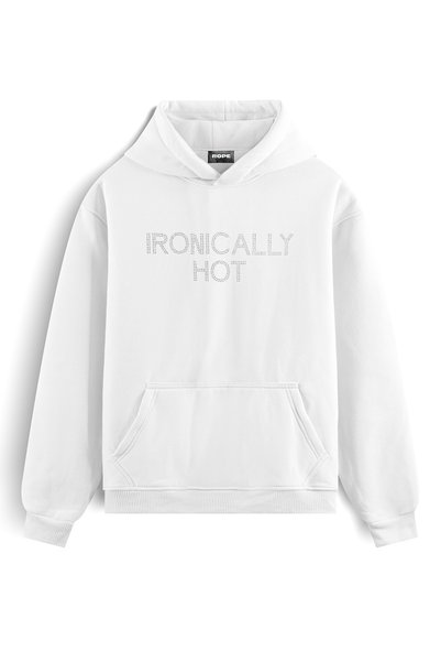 ROPE COUTURE Ironically Hot Stone Printed Hooded Oversize Sweatshirt Hoodie W...