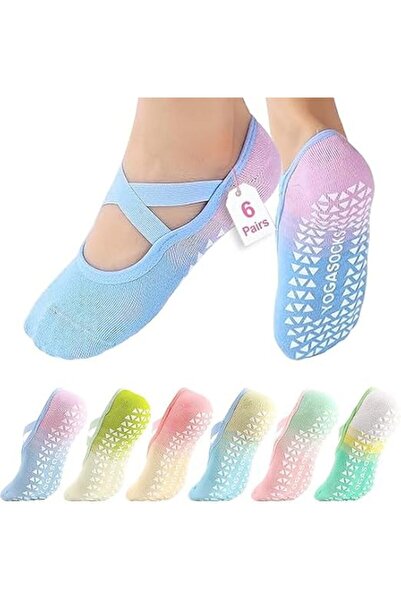 BananaHome 6 Pairs Yoga Socks for Women Grip Pilates Socks Fitness Sports Soc...