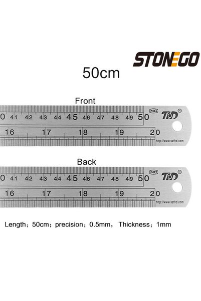 Choice مسطرة STONEGO المصنوعة من الفولاذ المقاوم للصدأ، مقاس 50 سم، مسطرة معد...