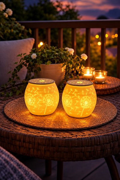 2'Lİ Karahindiba desenli t-light Mumluk seti (ledli t-light mum hediye)