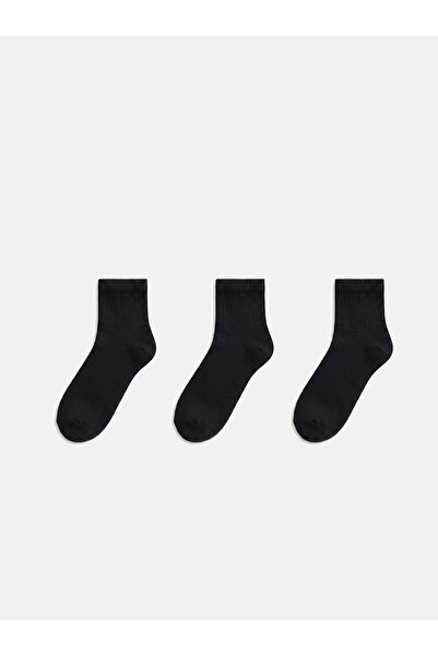 LC Waikiki Nevavm Farkıyla Lcw Accessories Black Plain 3-Pack Men's Socks