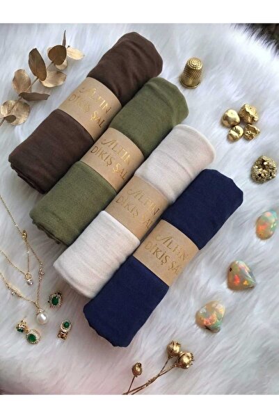 ALTIN DİKİŞ Combed Cotton Shawl Set of 4 Soft Textured Jersey Combed Cotton S...