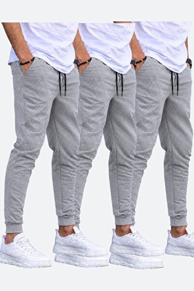 SURMARİ Set of 3 Unisex Rain Pattern Regular Fit Ribbed Leg Black, Gray, Navy...