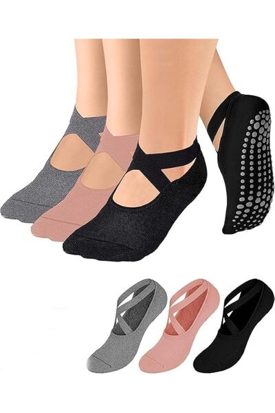AQUAFALCON Pilates Grip Socks for Women Non Slip Skid Yoga Socks with Grips S...