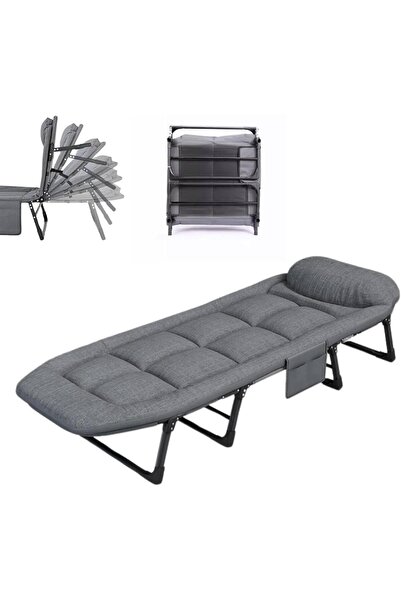 Generic Brand Folding Camping Bed with Adjustable Backrest, Portable Padded L...