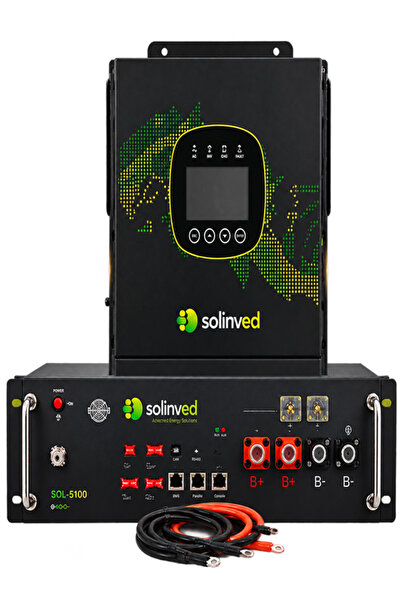 SOLİNVED 6.5kw Bağevi Paketi 1 Adet 6.5kw Akıllı Inverter 1 Adet 51.2V 100AH ...