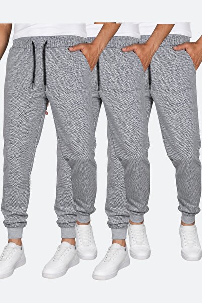 SURMARİ Set of 3 Unisex Rain Pattern Regular Fit Ribbed Leg Black, Gray, Navy...