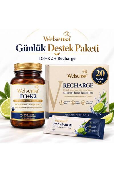 Welsensa Günlük Destek Paketi Recharge 20 Saşe + D3K2 1000 IU 60 Softjel