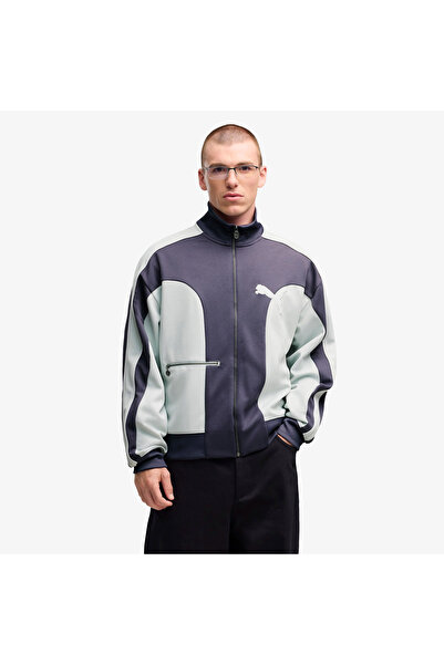 Puma T7 Tartan Track Erkek Mavi Ceket