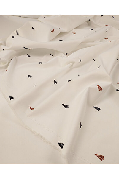 Kumaş Parça Red Black Pine Tree Patterned Soft Draped Cotton Linen Fabric for...
