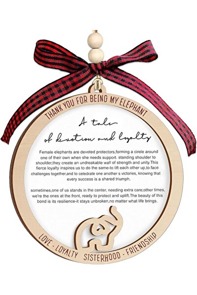 GENERAL Wooden Elephant Ornament with Story Text - Friendship Gift for Sister