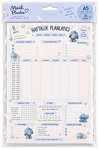 Atölye Prana Haftalık Planlayıcı A5 30 Yaprak Kopar At Ders Programı Alışkanl...