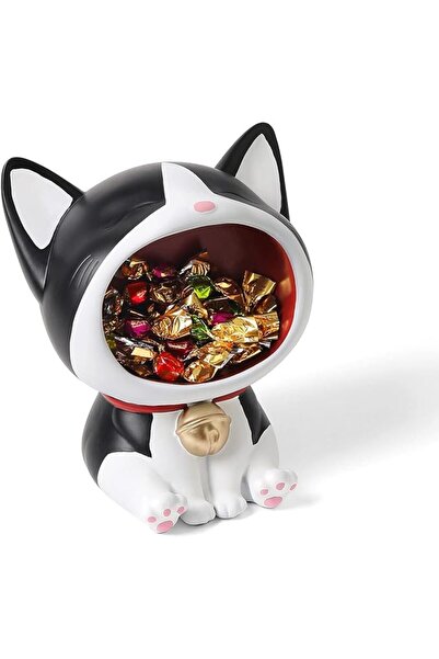 AZONEE Cute Smiling Cat Figurines for Dessert Dish Key Bowl Holder Desk Organ...