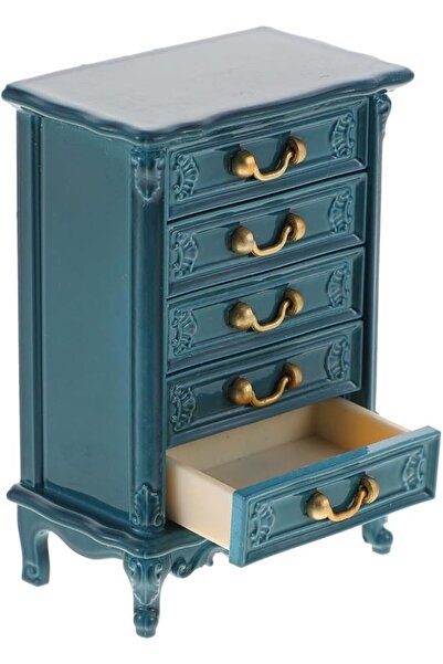 TERRIFI 1:24 Scale Dollhouse Cabinet, Miniature Wooden 5-Drawer Dresser with ...