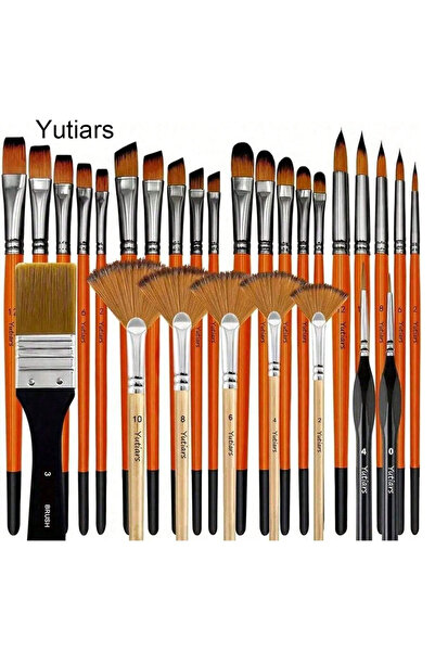 Choice orange 28/32 Pcs Paint Brushes for Acrylic Painting, Premium Nylon Bri...