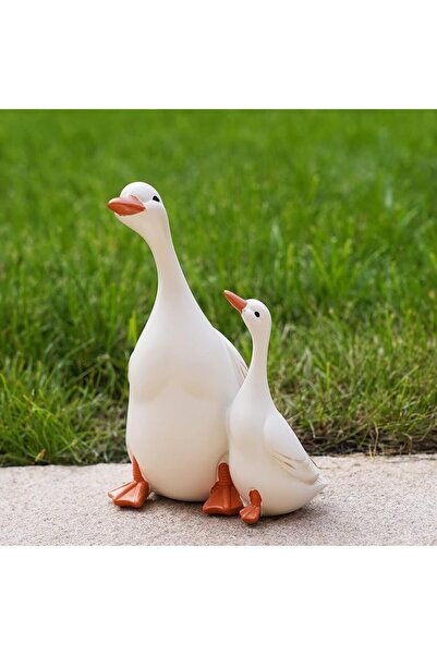 X SPRING Duck Statue, Simulation Resin Animal Figurine with Antique Finish, M...