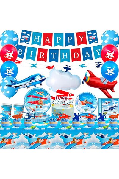 Generic 162pcs Airplane Party Decorations, Transport Party Tableware Set Serv...