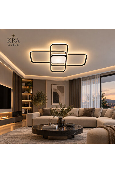 kra avize Manes 3 Renk LED Plafonyer Avize – Modern Salon ve Oturma Odası Avi...