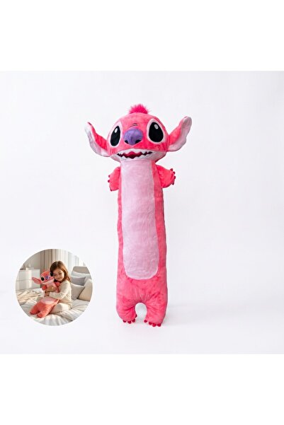 DrKala Pernă lungă de pluș Stitch și Lilo roz, Pernă decorativă tip jucărie d...