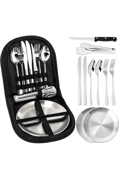 LBMT Outdoor Camping Silverware Set, Flatware Organizer Cutlery Picnic Set, S...