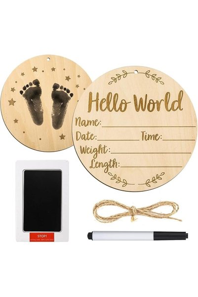 JOYZZZ Baby Announcement Sign, Custom Wooden Newborn Name Display with Ink Pa...