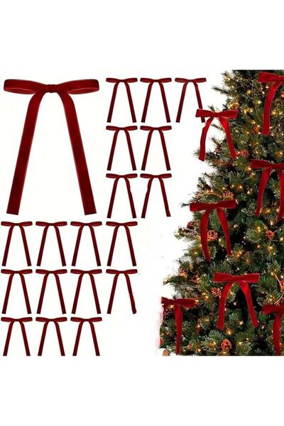 Lukione Velvet Christmas Bows for Christmas Tree,ألفة عيد الميلاد من الفراء [...
