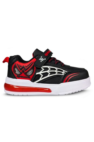 Permani Pantofi pentru copii Spider cu scai și lumini LED, negri și roșii, 30