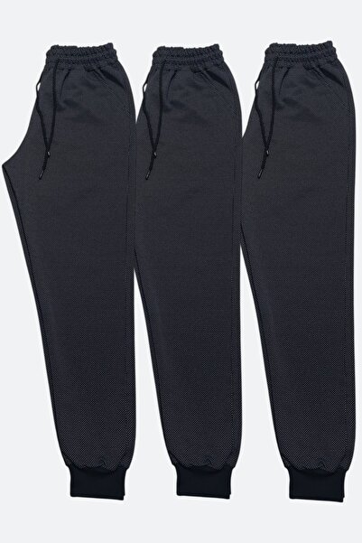 SURMARİ Set of 3 Unisex Rain Pattern Regular Fit Ribbed Leg Black, Gray, Navy...