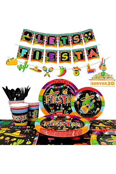Generic 161pcs Mexican Fiesta Party Supplies, Mexican Paper Tableware Set