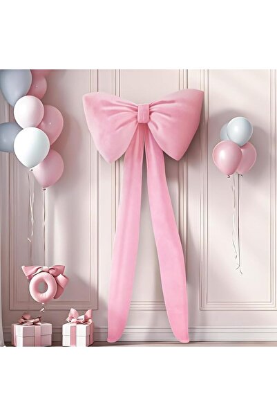 Yelajoy Oversized Pink Bow Birthday Ornament - Velvet Bow Wall Decor for Wedd...