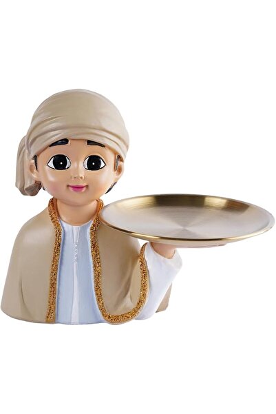GENERAL Arabian Boy Figurine Decorative Tray Gold Decorative Bowl for Keys Ca...