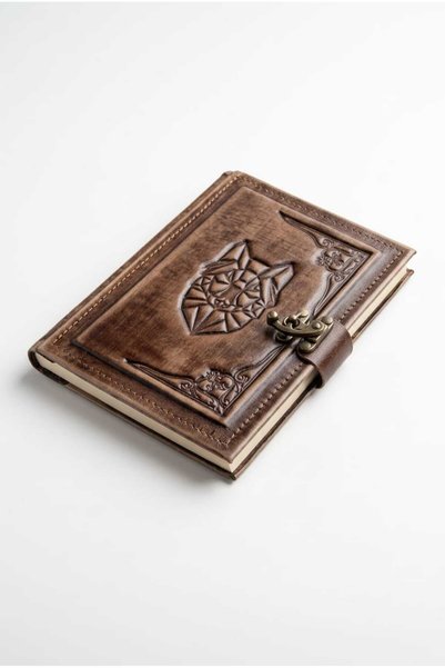 OZ CRAFT NOTE Hakiki Deri El Yapımı Defter – Kurt Motifli