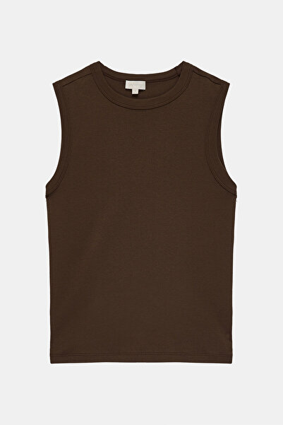 W Collection KAHVE O YAKA KOLSUZ T-SHİRT