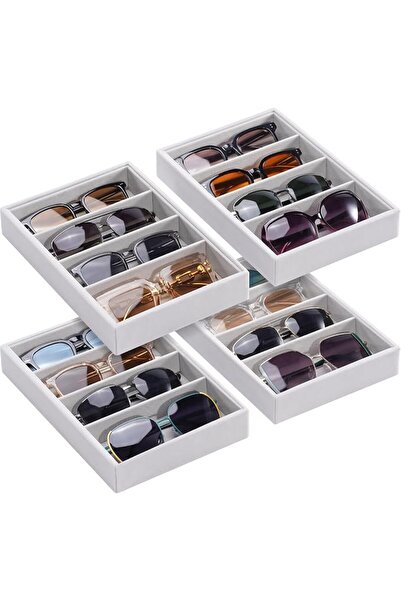 Lolalet Sunglasses Organizer Tray, 4 Grids Velvet Glasses Eyewear Sunglass Je...
