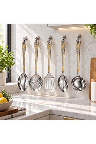 laverahome طقم توزيع مطبخ فاخر فضي وذهبي