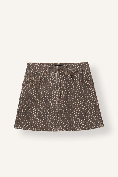 DeFacto A-Line Patterned Regular Waist Gabardine Mini Skirt I8083Ax26Au